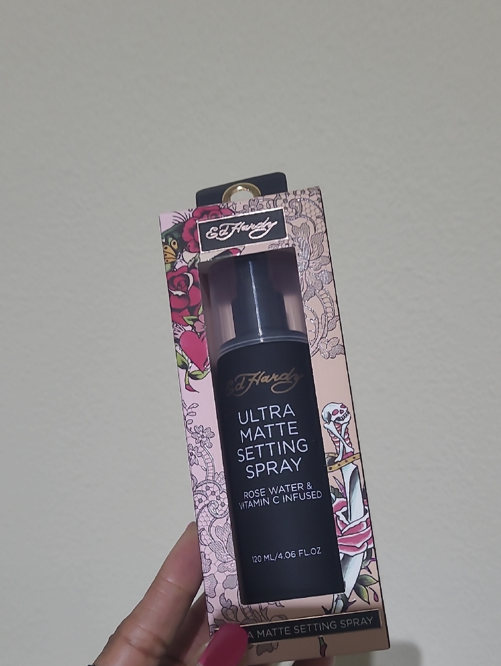 Ed Hardy Ultra Matte Setting Spray — Black with Pink Accent